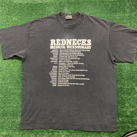 Vintage 90s Redneck Humor Sun Faded Single Stitch Funny Tee - Picture 1 of 6